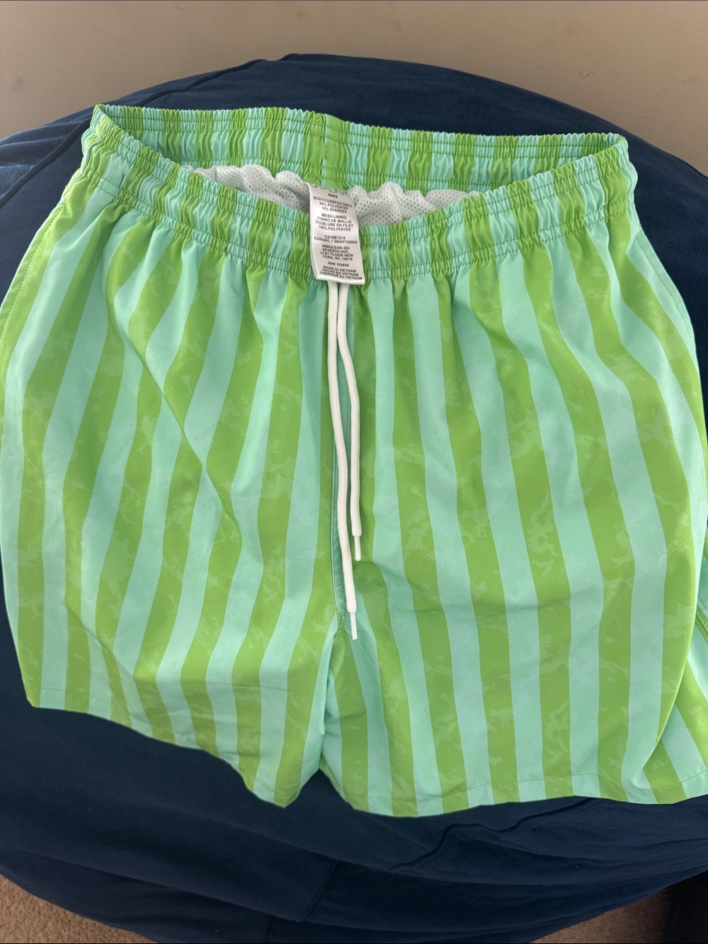 Catalina Light Green and Mint Striped Athletic Shorts
